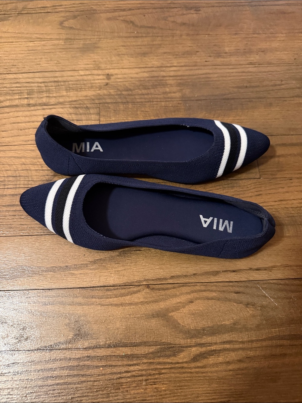 MIA Navy Flats with White Stripe Accents